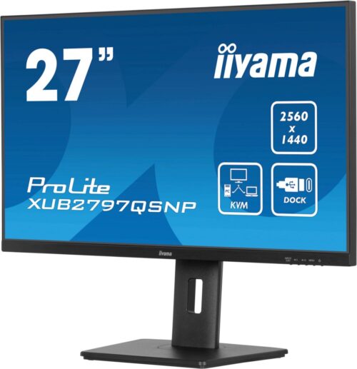 iiyama ProLite XUB2797QSNP-B1 27'' | 2560x1440 QHD IPS | 100Hz | USB-C Dock | KVM Switch | 1ms | Monitor